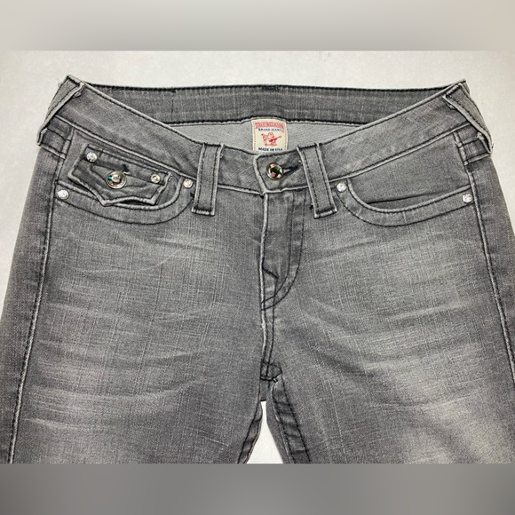 True Religion Disco Julie Jeans Silverado Grey Swarovski Crystal 28 pants - Picture 3 of 8